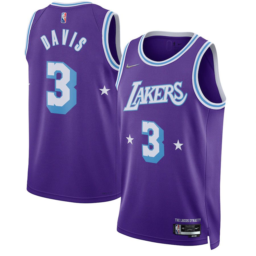 Men Los Angeles Lakers #3 Anthony Davis Nike Purple City Edition Swingman NBA Jersey->los angeles lakers->NBA Jersey